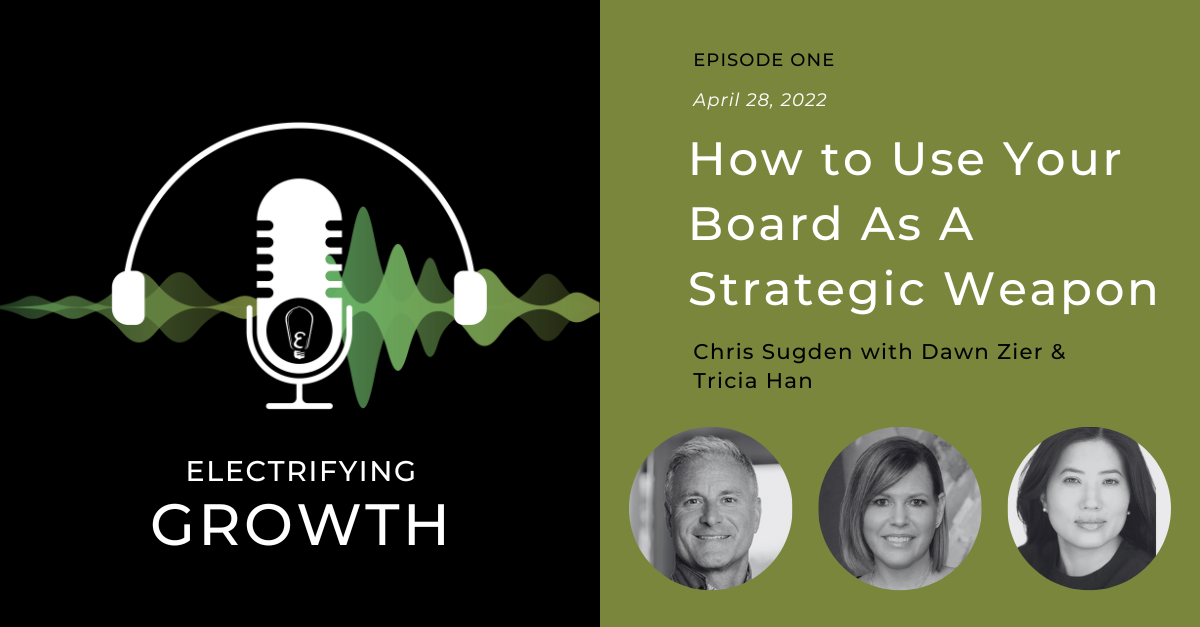 Electrifying Growth Episode 1: How to Use Your Board As A Strategic Weapon with Dawn Zier and Tricia Han